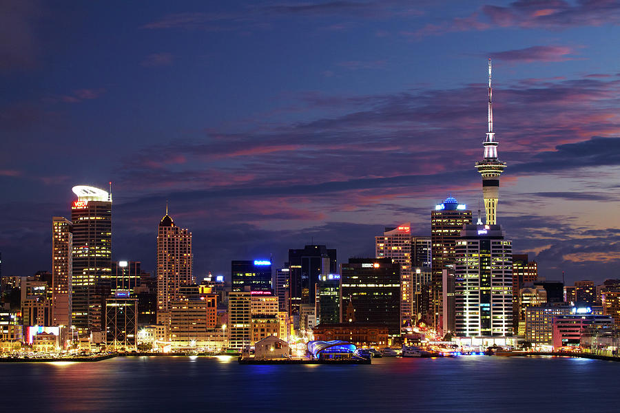 Auckland Cbd, Skytower, And Waitemata Photograph by David Wall - Fine ...