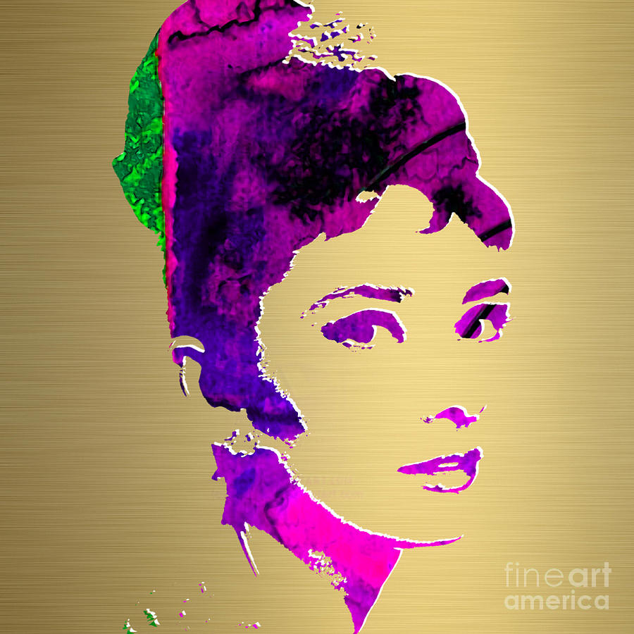 Audrey Hepburn Gold Series #2 Mixed Media by Marvin Blaine
