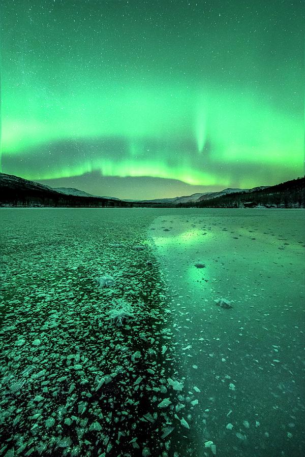 Aurora Borealis Over A Frozen River #2 Photograph by Tommy Eliassen/science Photo Library