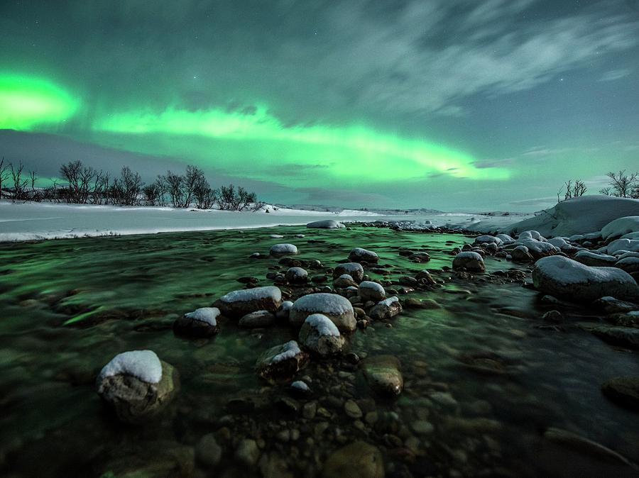 Aurora Borealis Over A River #2 Photograph by Tommy Eliassen/science Photo Library