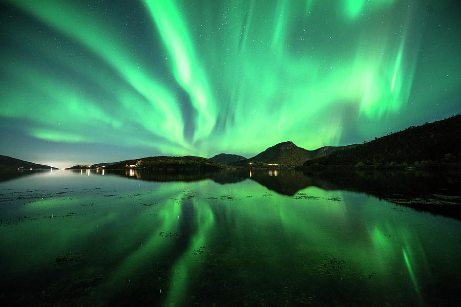 Aurora Borealis Over A Shoreline #2 Photograph by Tommy Eliassen/science Photo Library