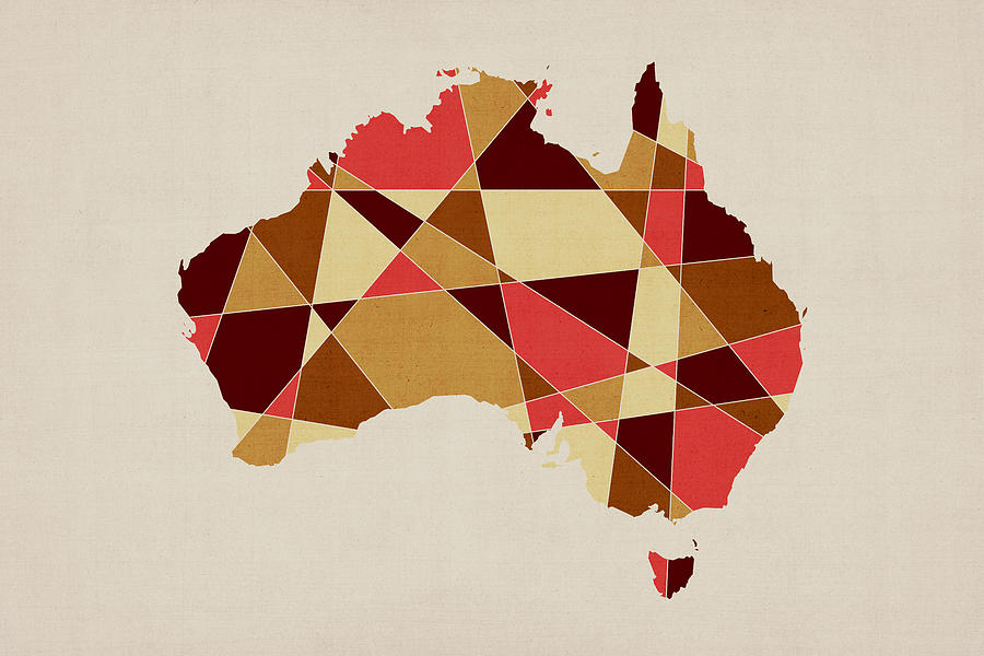 Australia Geometric Retro Map #2 Digital Art by Michael Tompsett