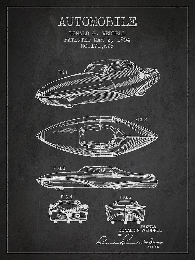 Vintage Digital Art - Automobile Patent from 1954 #3 by Aged Pixel
