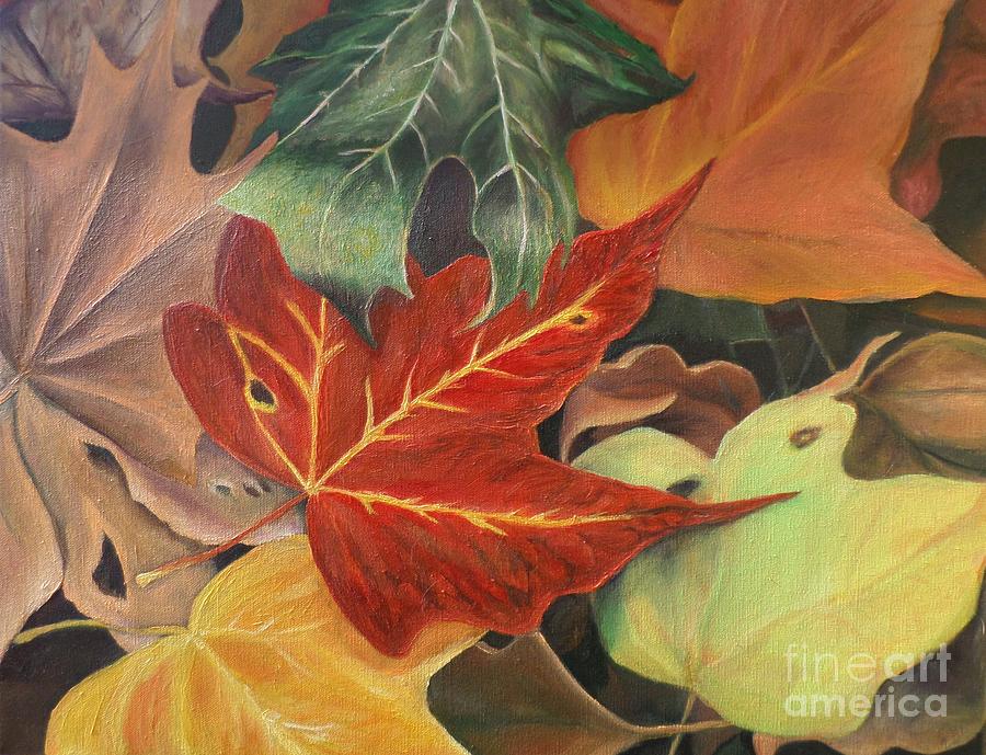 Autumn Leaves in Layers Painting by Christy Saunders Church