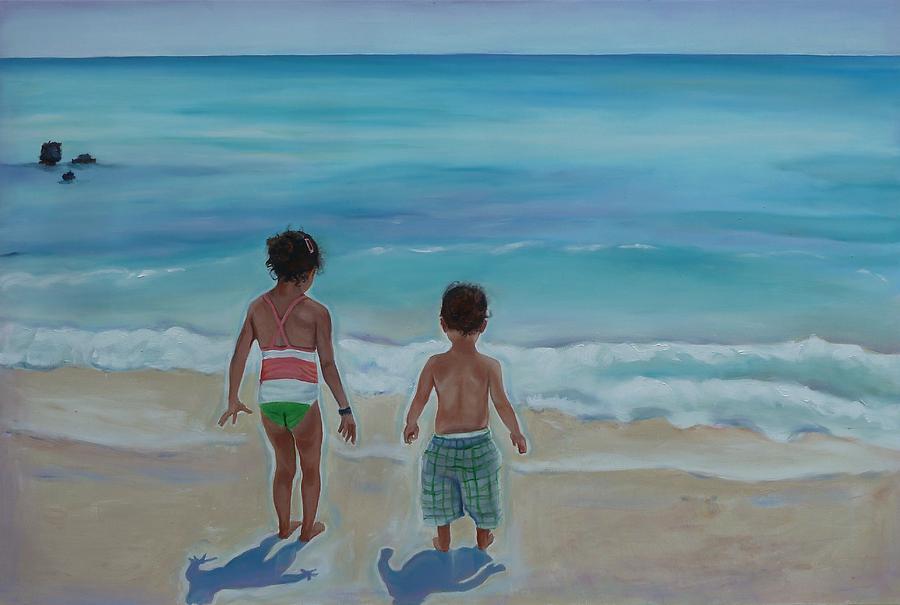 Beach Painting - Awestruck #2 by Sheila Diemert