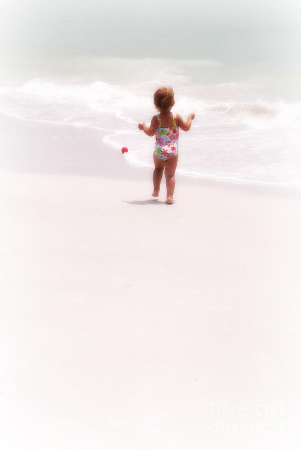 Summer Digital Art - Baby Chases Red Ball by Valerie Reeves