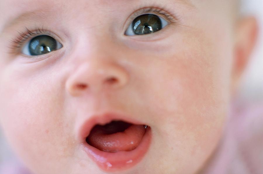 Baby Photograph - Baby Girls Face #2 by Ian Hooton/science Photo Library
