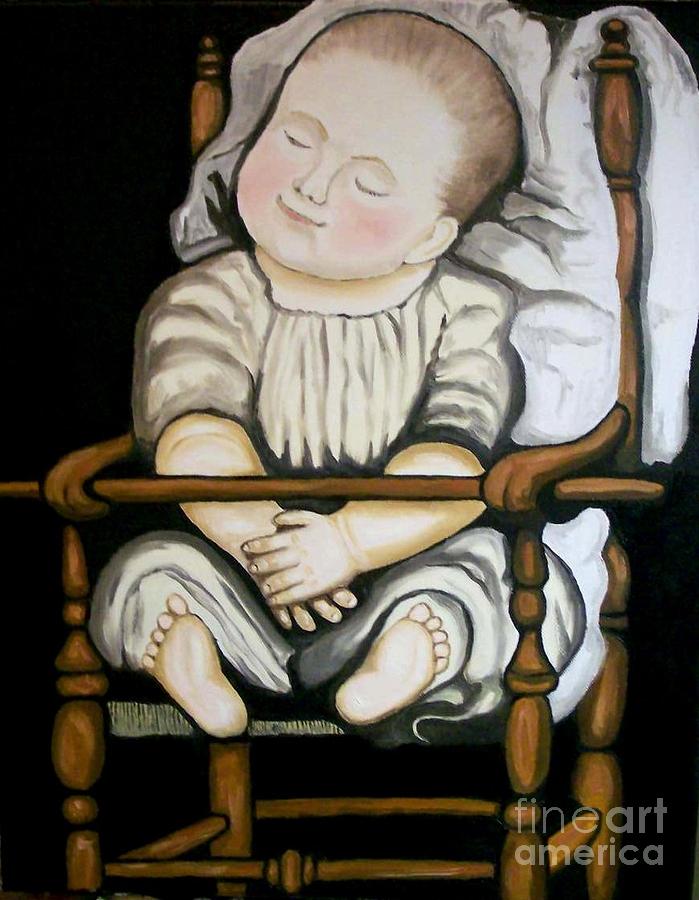 Baby In High Chair Painting by Robert Arsenault - Fine Art America