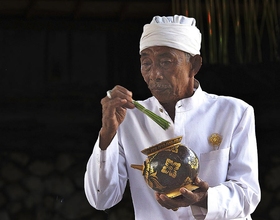 Indonesia Photograph - Balinese priest #1 by Robert Van Es