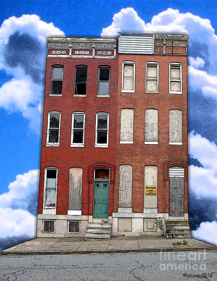 2 Baltimore Row Houses Digital Art by Walter Oliver Neal