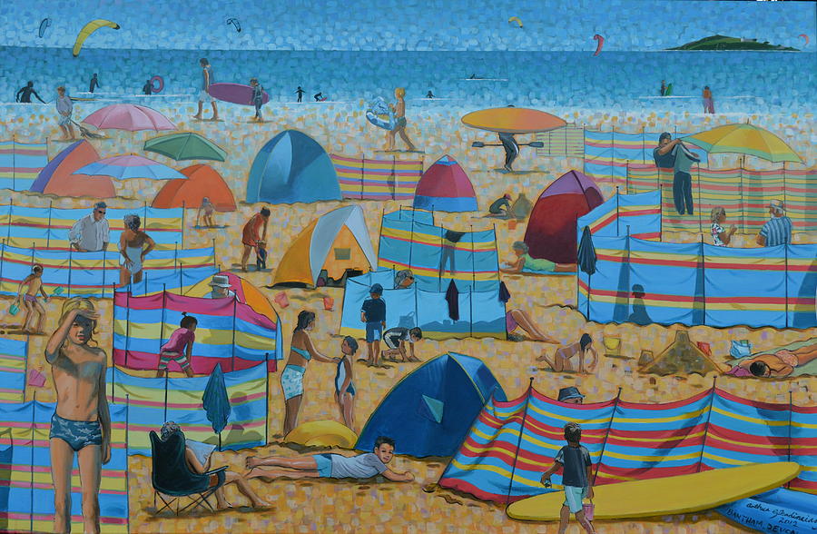 Bantham Beach High Season Painting by Arthur Glendinning - Pixels