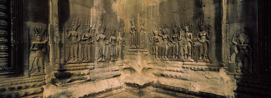 Architecture Photograph - Bas Relief In A Temple, Angkor Wat #2 by Panoramic Images