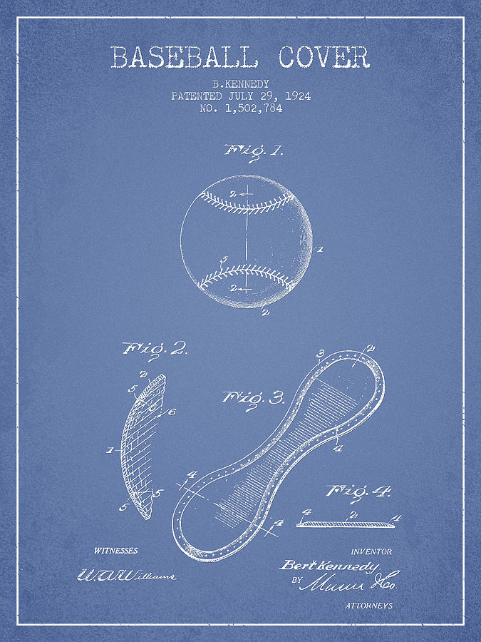 Baseball Digital Art - Baseball Cover Patent Drawing From 1924 #2 by Aged Pixel
