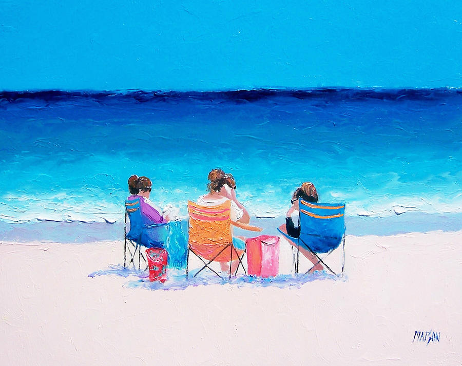Beach Painting Girl friends by Jan Matson Painting by Jan Matson
