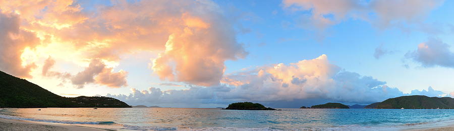 Beach sunset panorama #2 Photograph by Songquan Deng