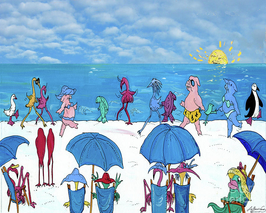 Beach Walkers Painting by Lizi Beard-Ward