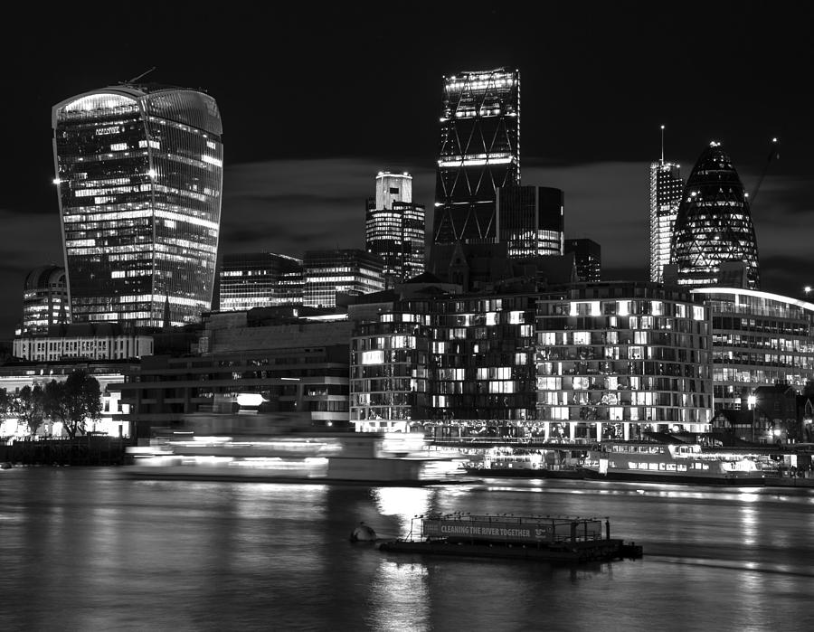 Beautiful Black And White Image Of London City At Night With Lov Photograph