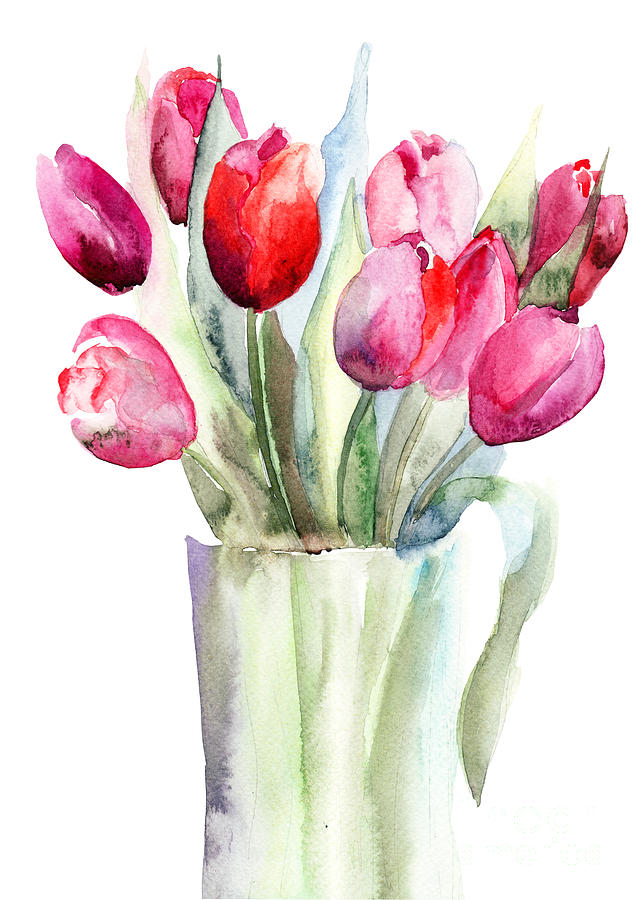Beautiful Tulips flowers #2 Painting by Regina Jershova