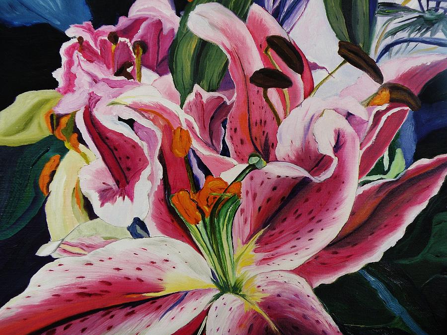 Becky's Lilies Painting by Nancy Milano