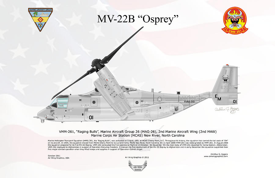 Bell Boeing MV-22B Osprey FLAG BACKGROUND Digital Art by Arthur Eggers