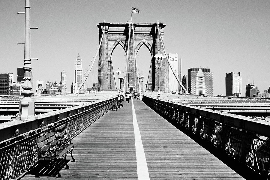 Bench On A Bridge, Brooklyn Bridge #2 Photograph by Panoramic Images