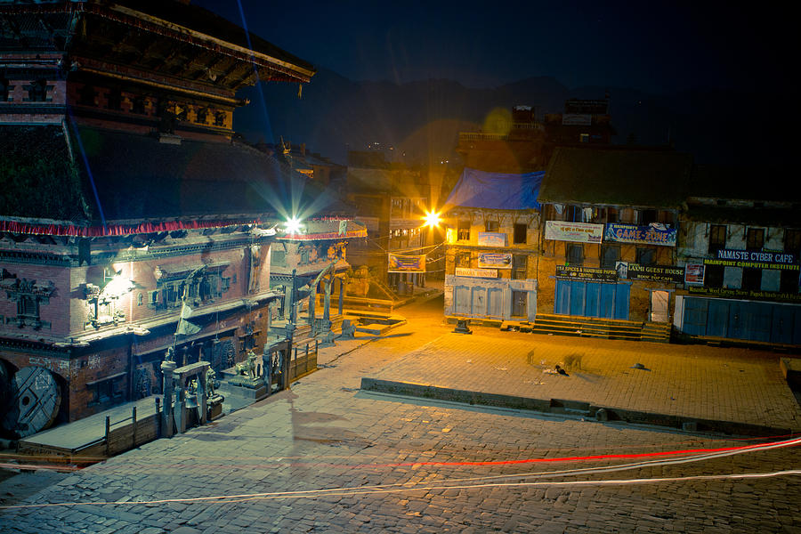 Bhaktapur at night in old town #2 Photograph by Raimond Klavins