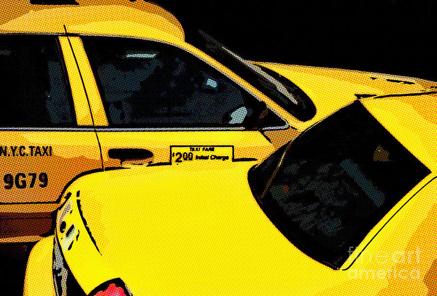 Big Yellow taxis #1 Digital Art by Liz Leyden