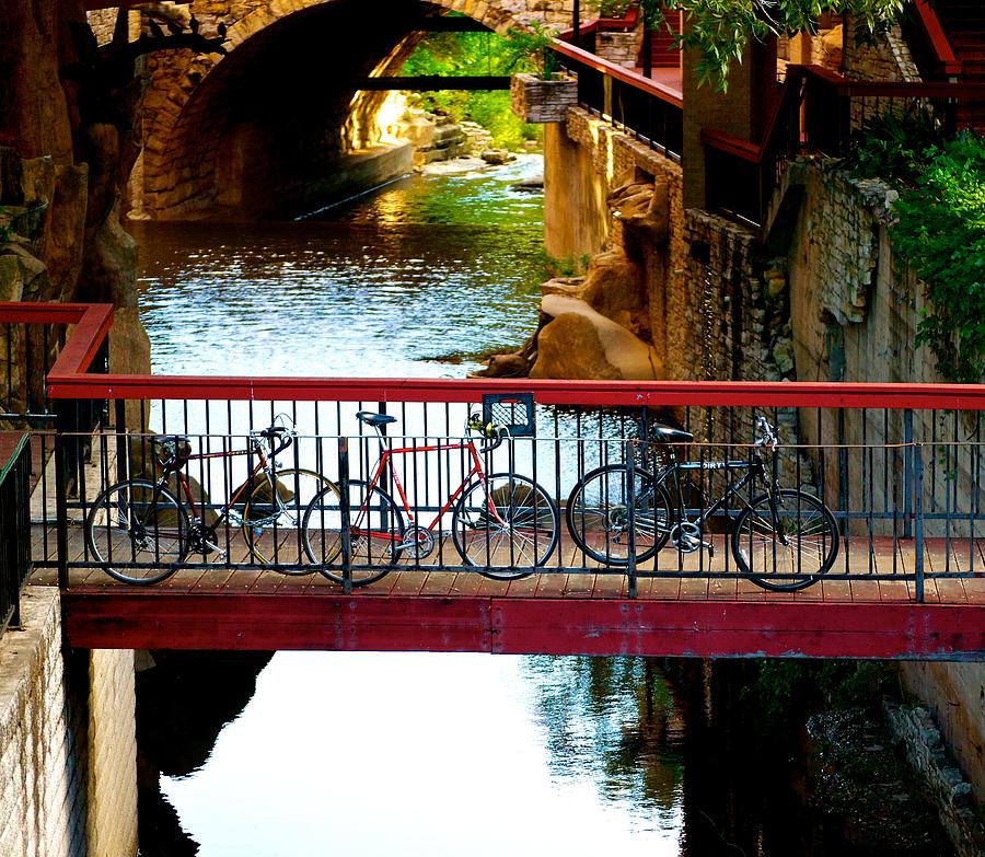 Bicycle Photograph - Bikes Over Waller Creek in Austin by Kristina Deane