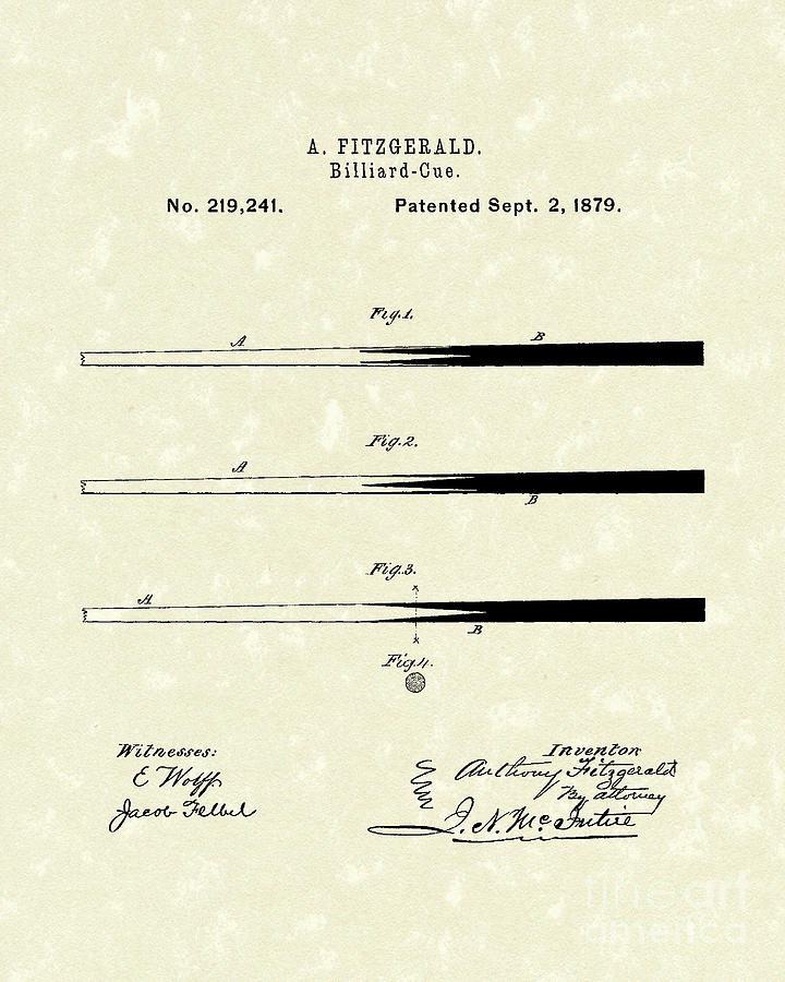 Billiard Cue 1879 Patent Art #2 Drawing by Prior Art Design
