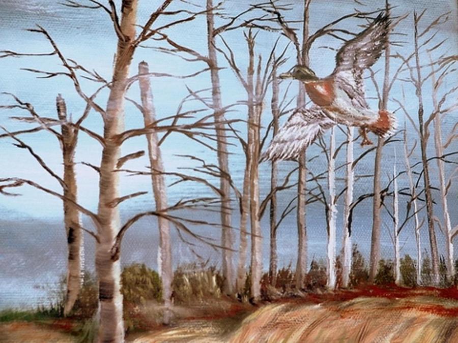 Birds Landing Painting by Kenneth LePoidevin