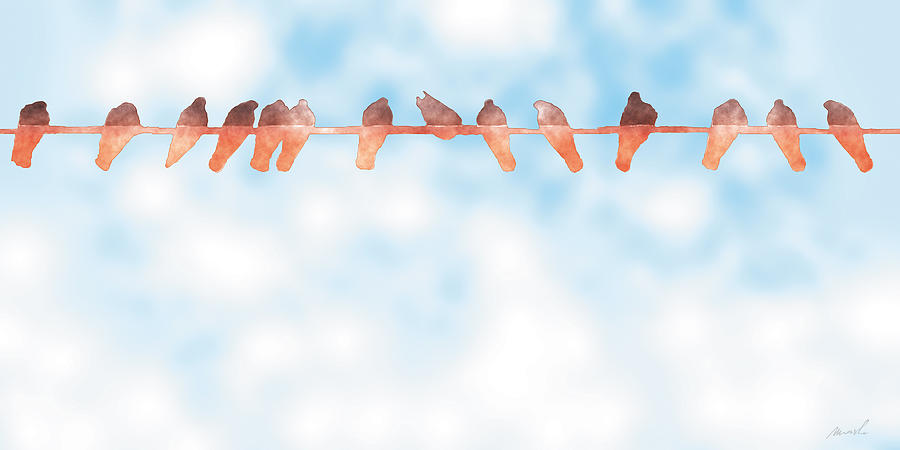 Birds On A Wire 5 #2 Painting by The Art of Marsha Charlebois