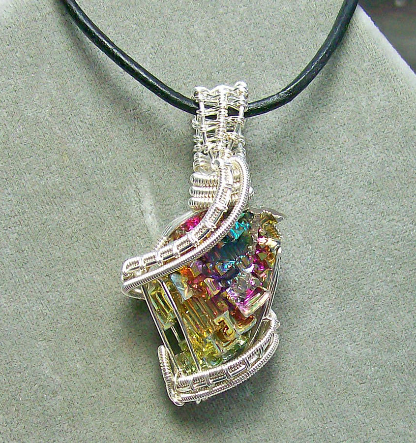 20" Silver Chain CHARGED USA Grown Bismuth Crystal Perfect Pendant™ 