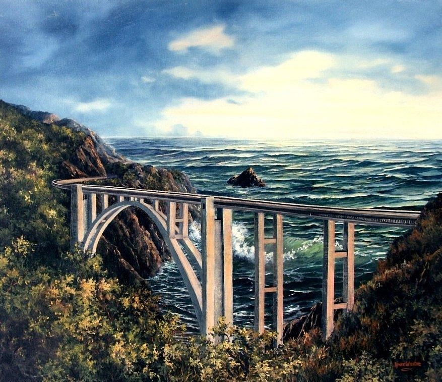 Bixby Creek Bridge #2 Painting by Lynne Wright