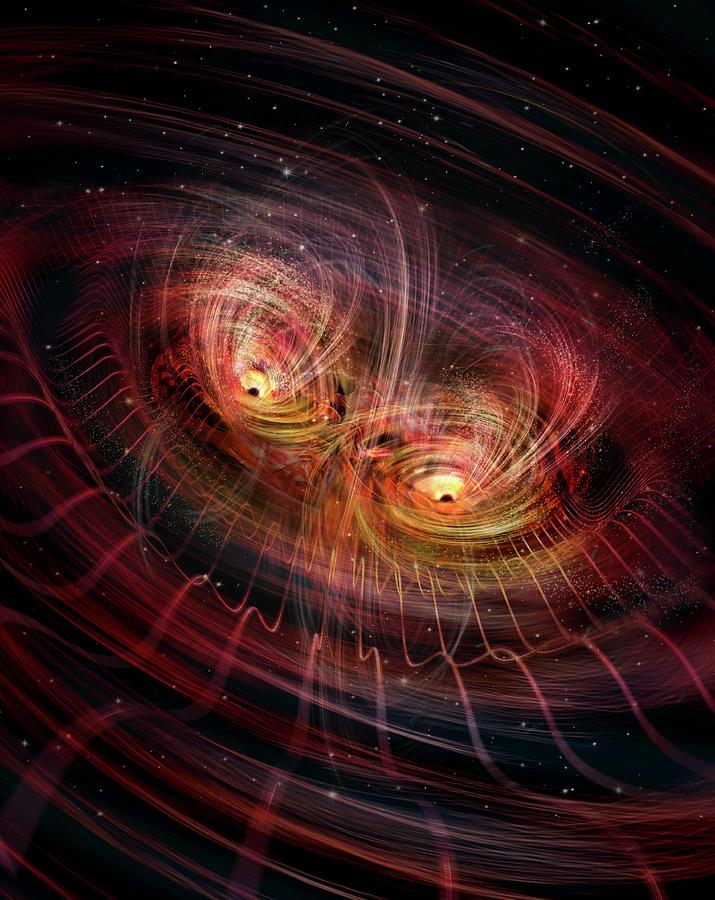 Black Hole Merger And Gravitational Waves #2 Photograph by Nicolle R. Fuller/science Photo Library