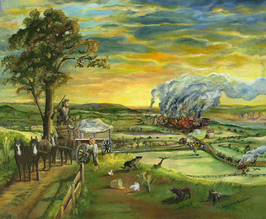 Historical Painting - Bleeding Kansas - A Life and Nation Changing Event by Mary Ellen Anderson