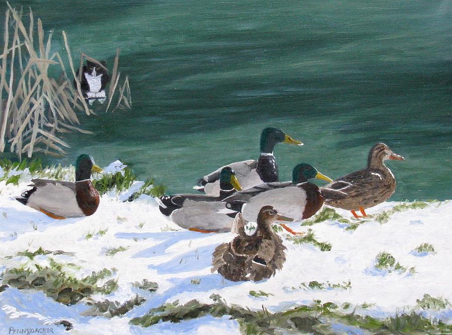 Blissfully Unaware Mallards #2 Painting by Barb Pennypacker