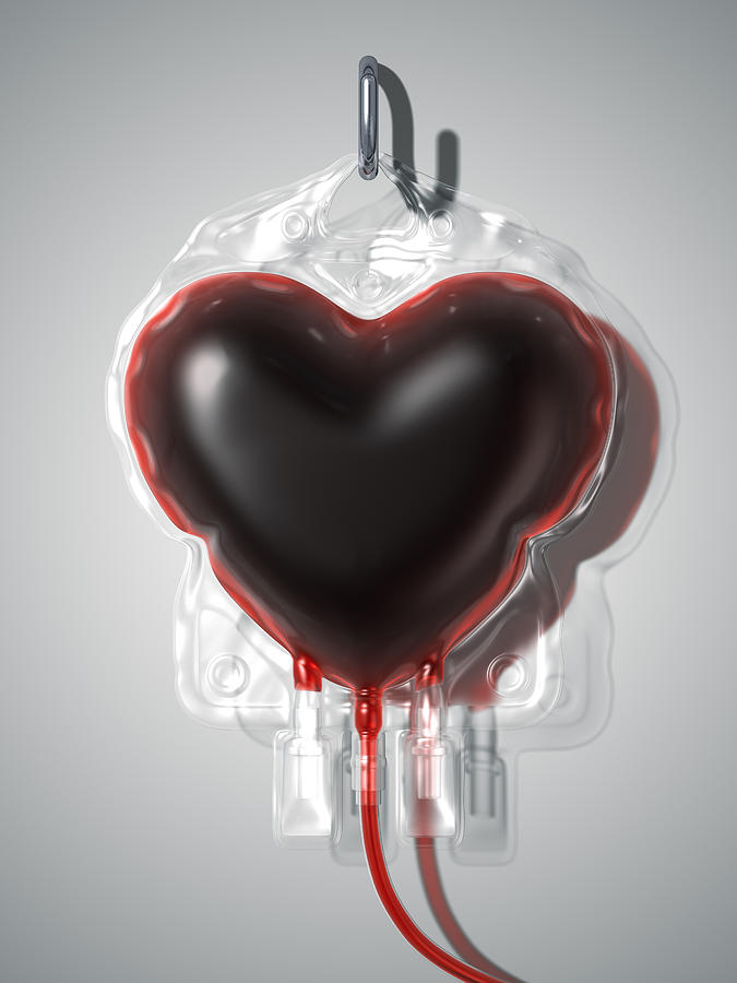 Blood Bag Heart. Donate Concept #2 Photograph by BlackJack3D