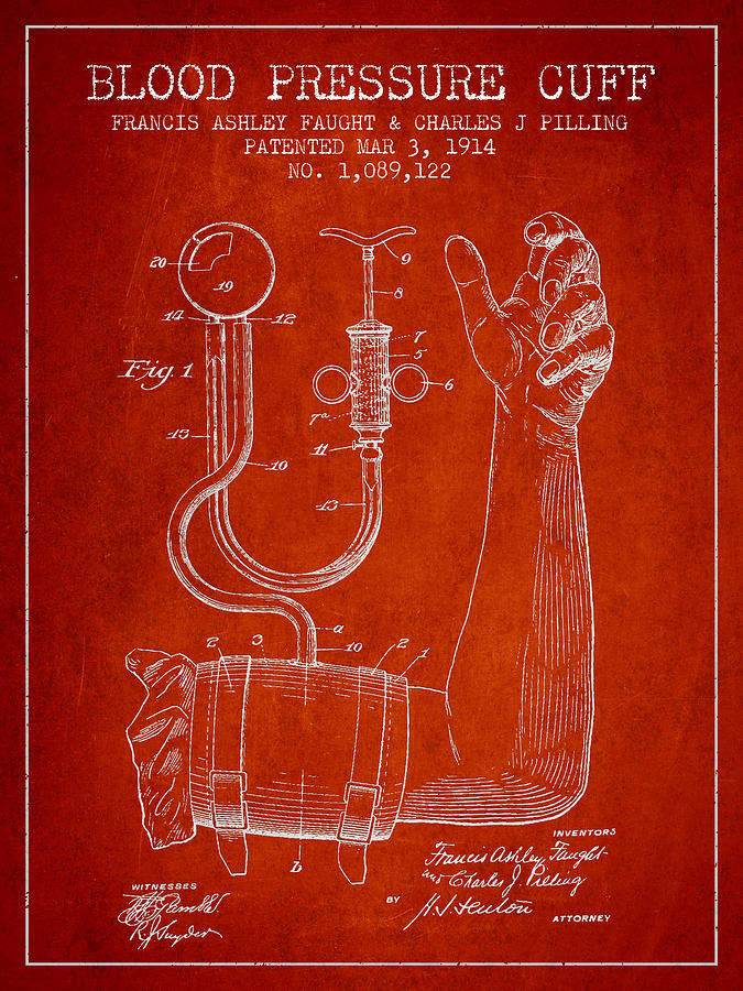 Vintage Digital Art - Blood Pressure Cuff Patent from 1914 #2 by Aged Pixel