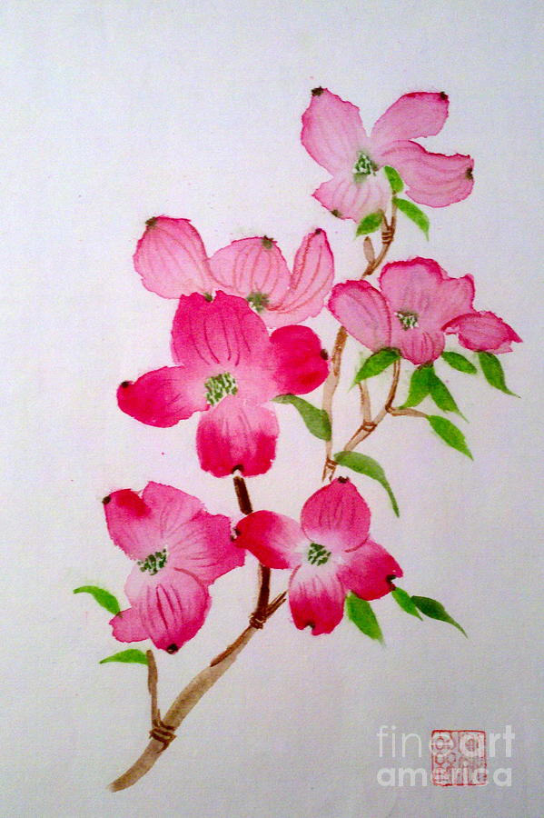 Blooming dogwood #2 Painting by Margaret Welsh Willowsilk