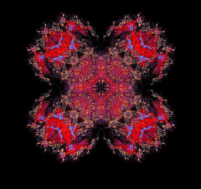 Blue and Red Square Fractal #3 Painting by Bruce Nutting