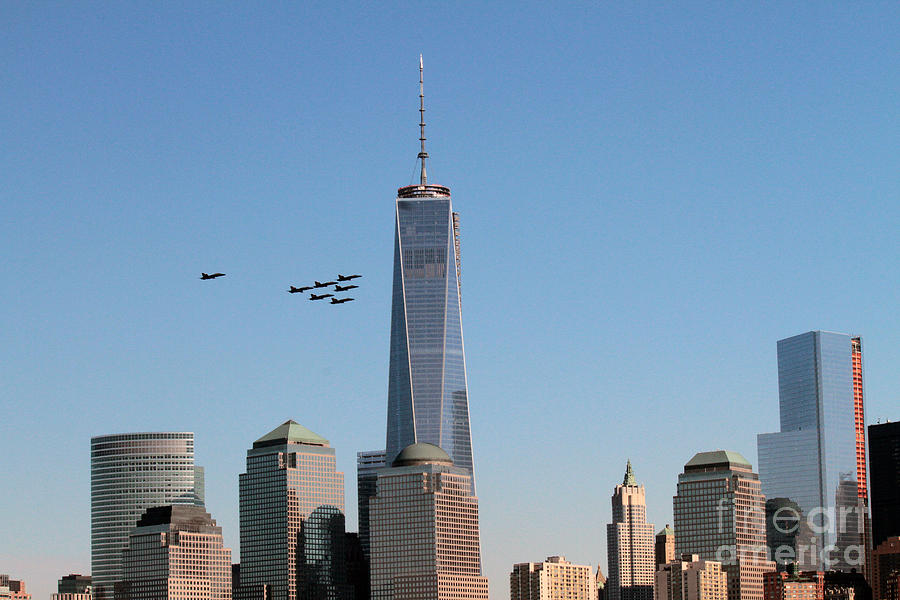 Blue Angels flyover WTC #2 Photograph by Steven Spak