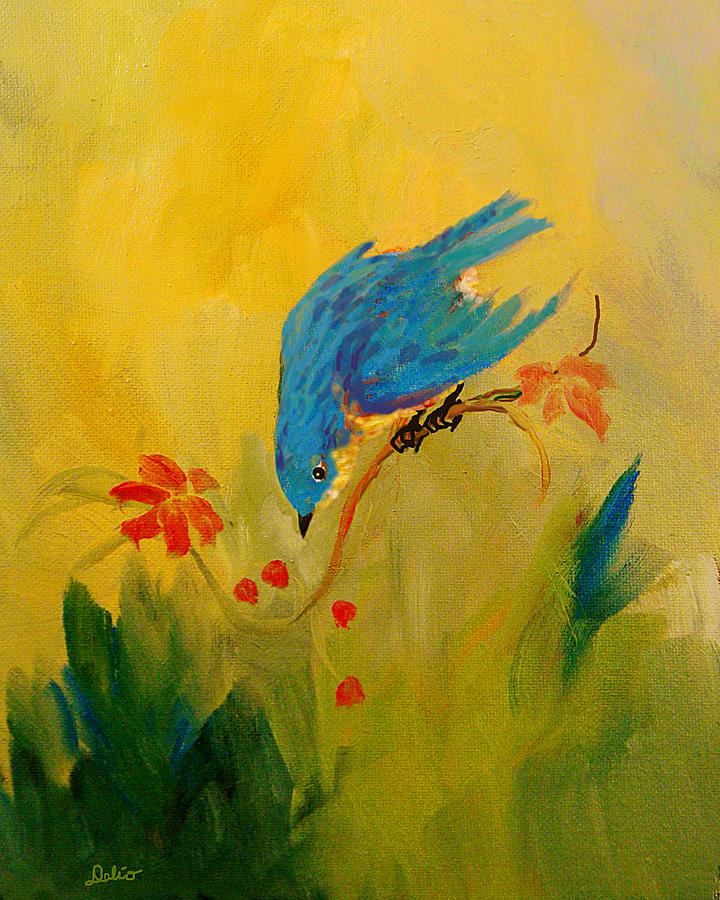 Blue Bird Of Happiness Painting by Delio Paradise - Fine Art America