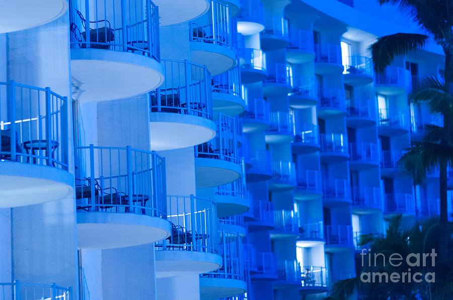 Blue hotel balcony abstract. #2 Photograph by Don Landwehrle