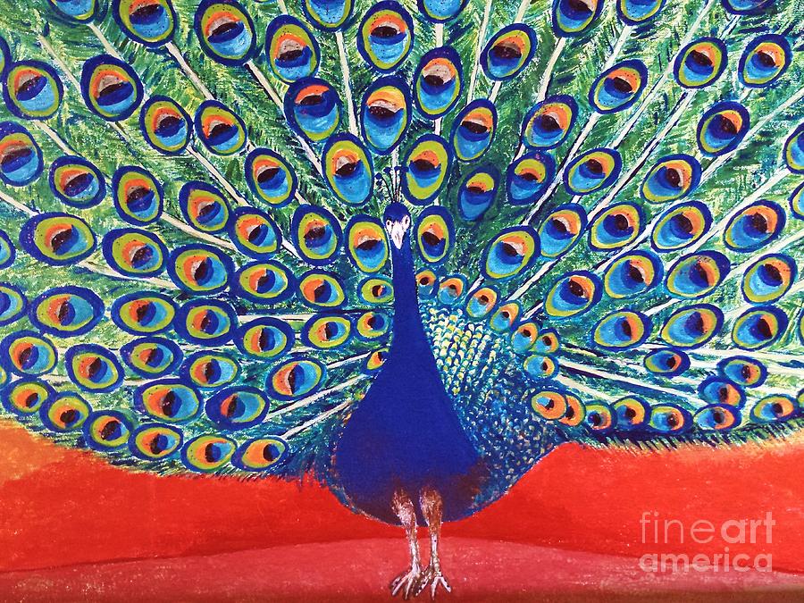 Blue Peacock #2 Painting by Jasna Gopic