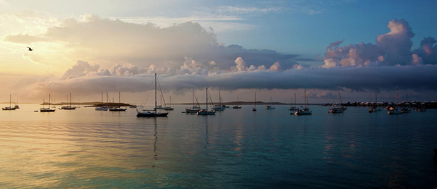 Boats In Caribbean Sea At Sunset #2 Photograph by Panoramic Images