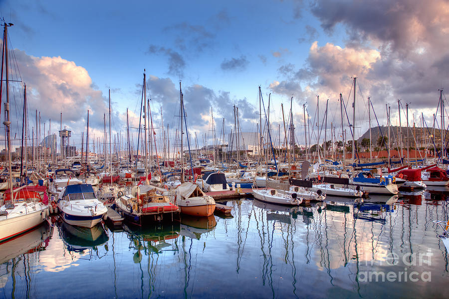 Boats in the harbor of Barcelona #2 Photograph by Michal Bednarek