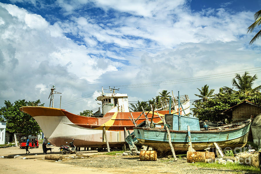 boats in the harbour of Mirissa on the tropical island of Sri Lanka #2 Photograph by Gina Koch