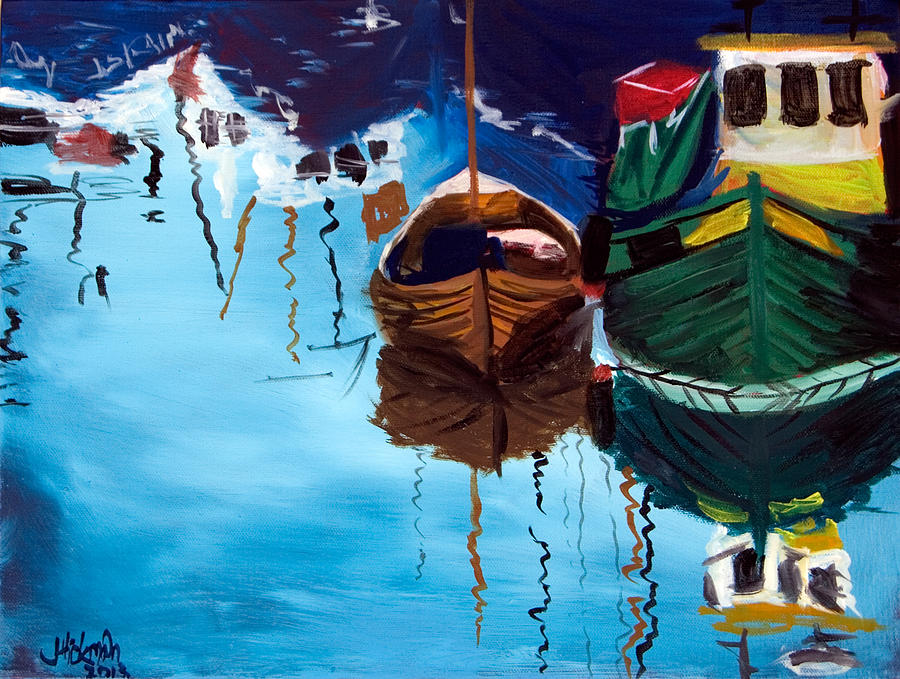 Boat Painting - 2 Boats by Jennifer Hickman