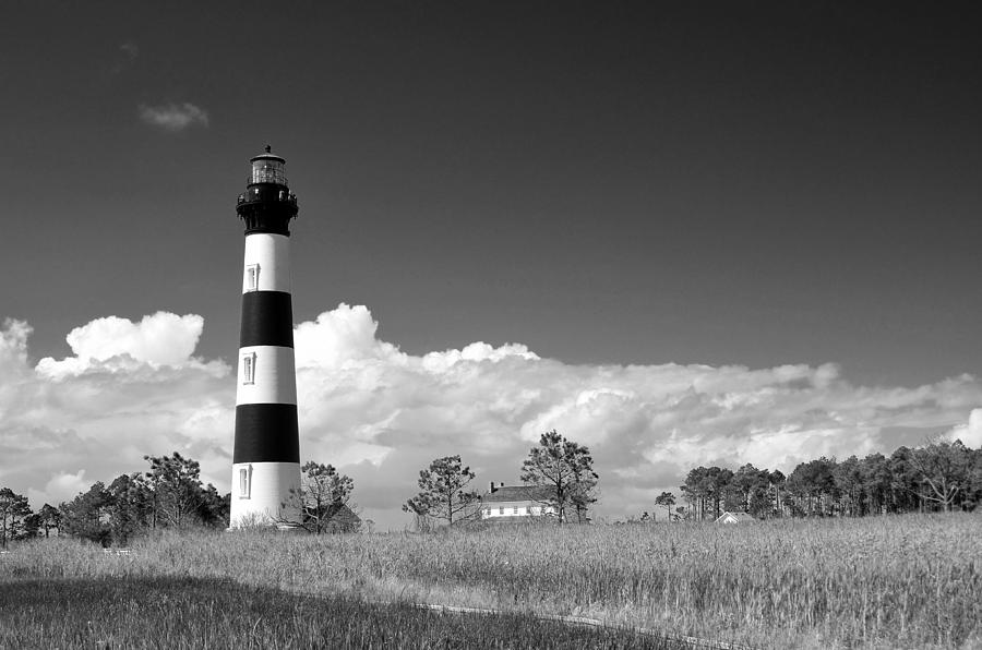 Bodie Island Lighthouse- B and W  Photograph by Allen Beatty