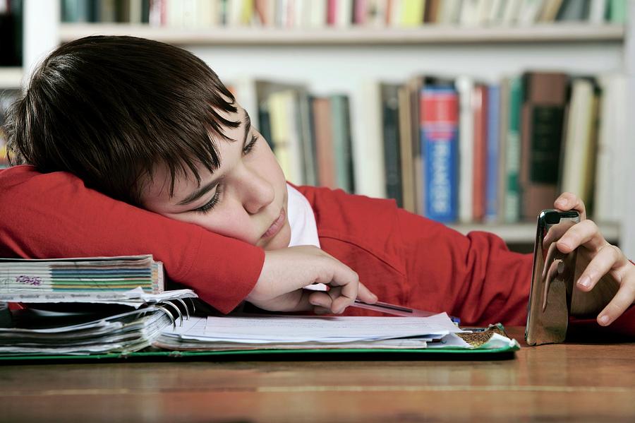 Bored Boy Not Doing His Homework #2 Photograph by Mauro Fermariello/science Photo Library